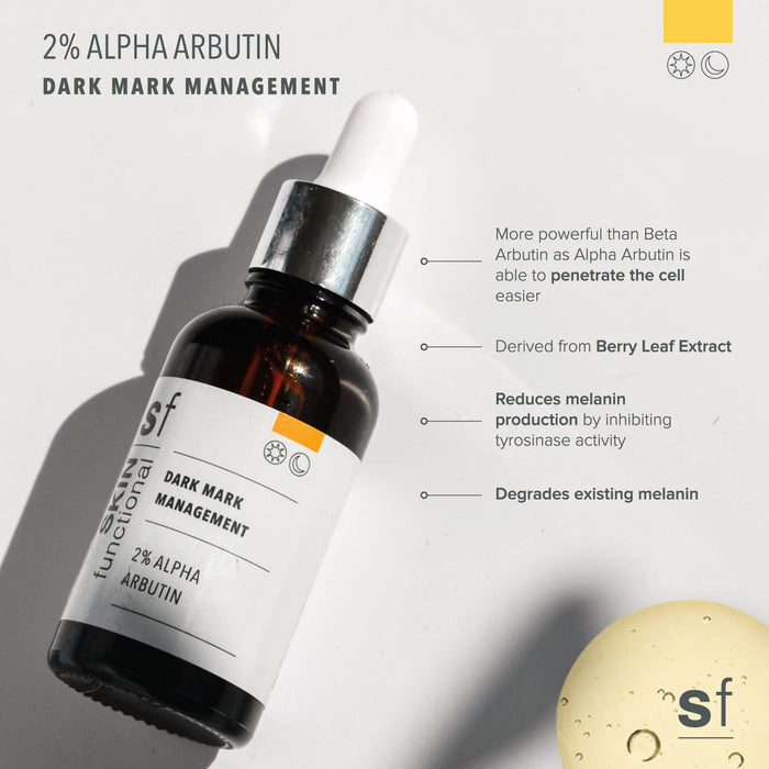 SKIN Functional Dark Mark Magnet with details skincare product on a light gray background