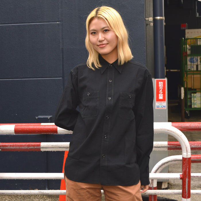 BUZZ RICKSON'S William Gibson Collection "BR29143" Black Chambray L/S Work Shirt