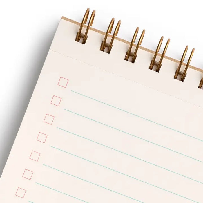 The E. FRANCES PAPER TASK PAD TOMATO GREEN GINGHAM is a spiral-bound notepad with a green and white gingham cover, a red tomato illustration, and "TASK PAD" at the top—ideal for gardening stationery enthusiasts.