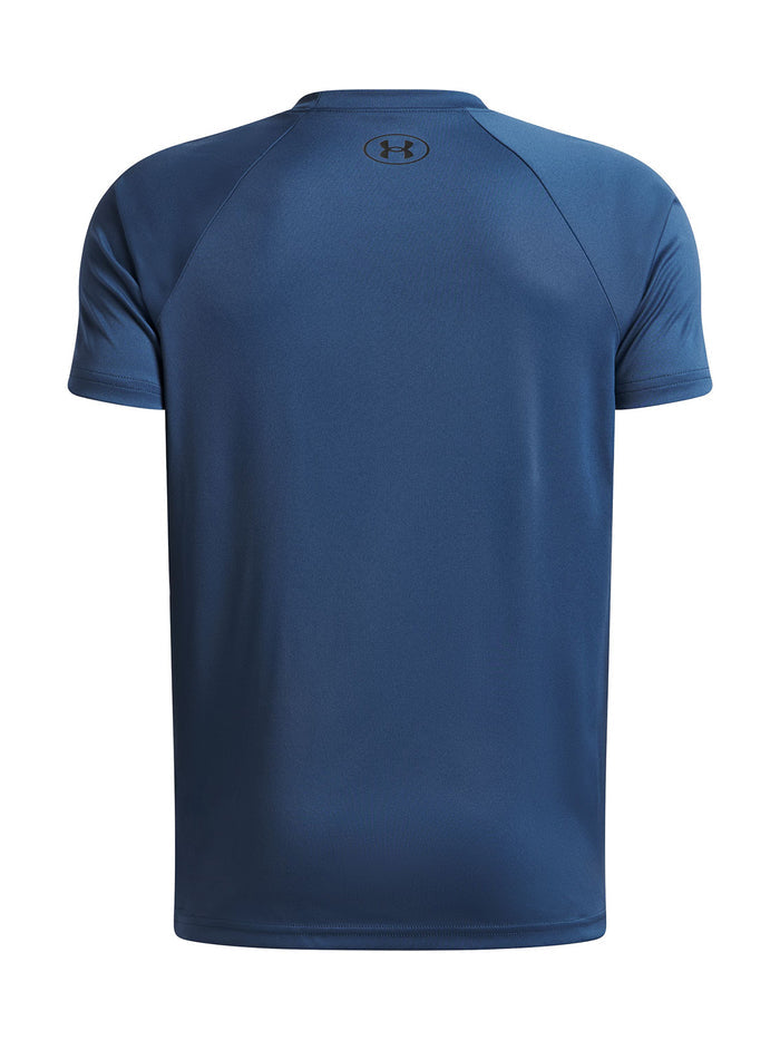 UA Tech Split Wordmark Polera Manga Corta azul para niño