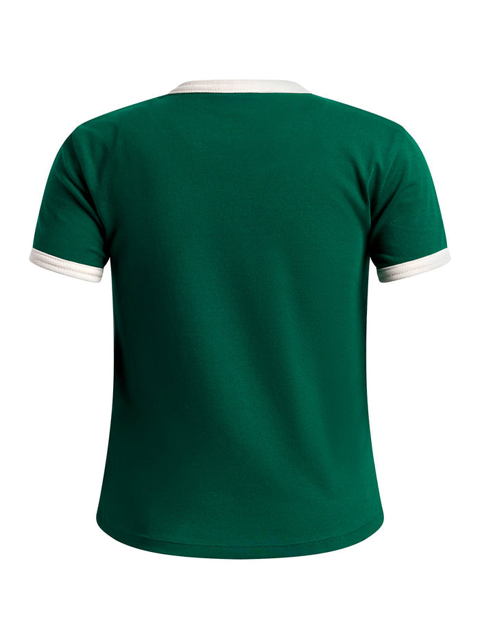 Polera manga corta UA Ringer verde para niña