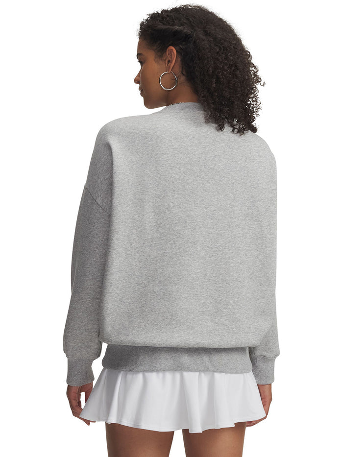 UA Rival Fleece Oversized Varsity Crew Poleron gris para mujer