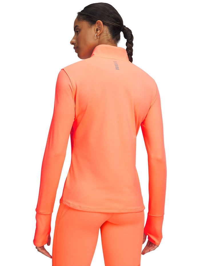 UA Launch Pro Half Zip Polerón naranjo para mujer