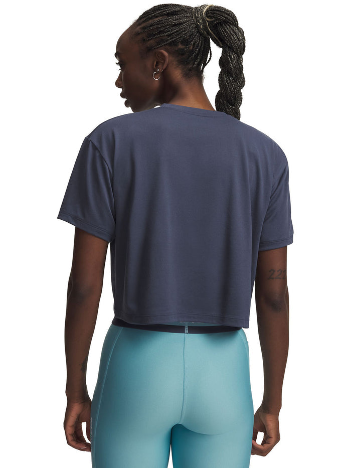 UA Tech Branded Crop SS Polera Manga Corta gris para mujer