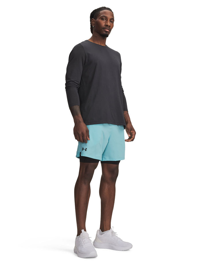 UA Vanish Woven 2 en 1 Short azul para hombre