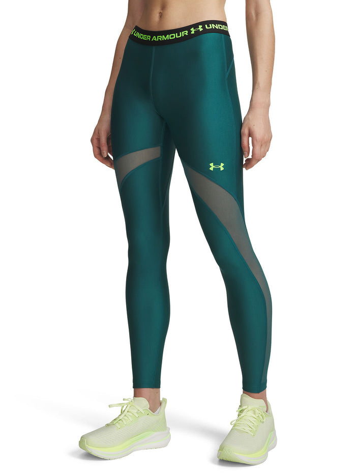 UA HeatGear Mesh Leggings Calza verde para mujer
