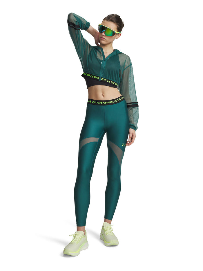UA HeatGear Mesh Leggings Calza verde para mujer