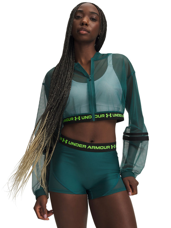 UA HeatGear Mesh Full Zip Chaqueta verde para mujer