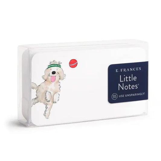 The E. FRANCES LITTLE NOTES OFF LEASH mini note card by E. FRANCES PAPER features a red fire hydrant illustration, rounded corners, and “PLEASE RECYCLE ME” at the bottom—perfect for dog mom gifts.