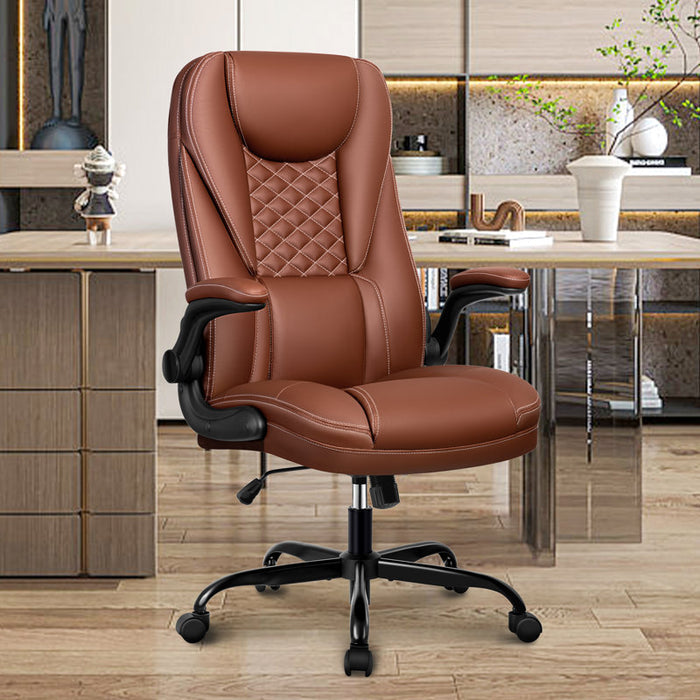 Fauteuil de direction ergonomique Loriece avec accoudoirs relevables, marron