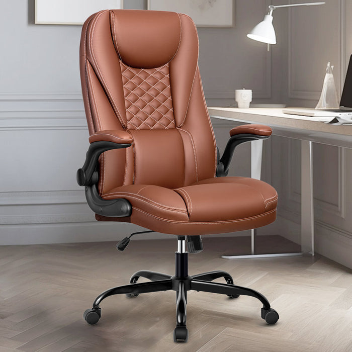 Fauteuil de direction ergonomique Loriece avec accoudoirs relevables, marron