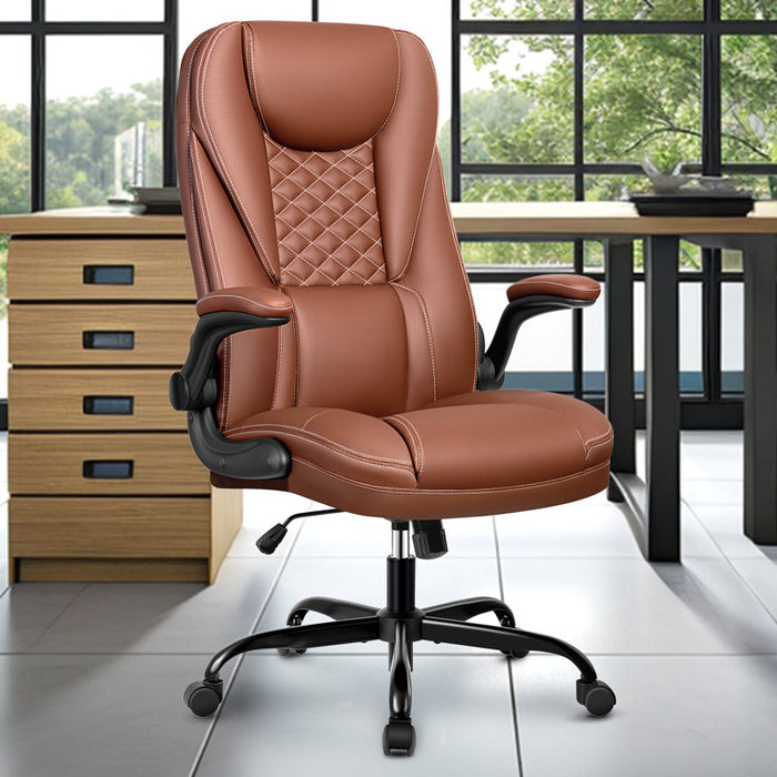 Fauteuil de direction ergonomique Loriece avec accoudoirs relevables, marron