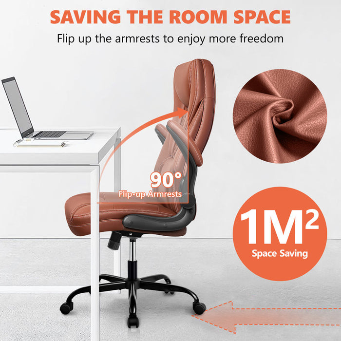 Fauteuil de direction ergonomique Loriece avec accoudoirs relevables, marron