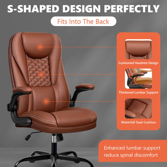 Fauteuil de direction ergonomique Loriece avec accoudoirs relevables, marron