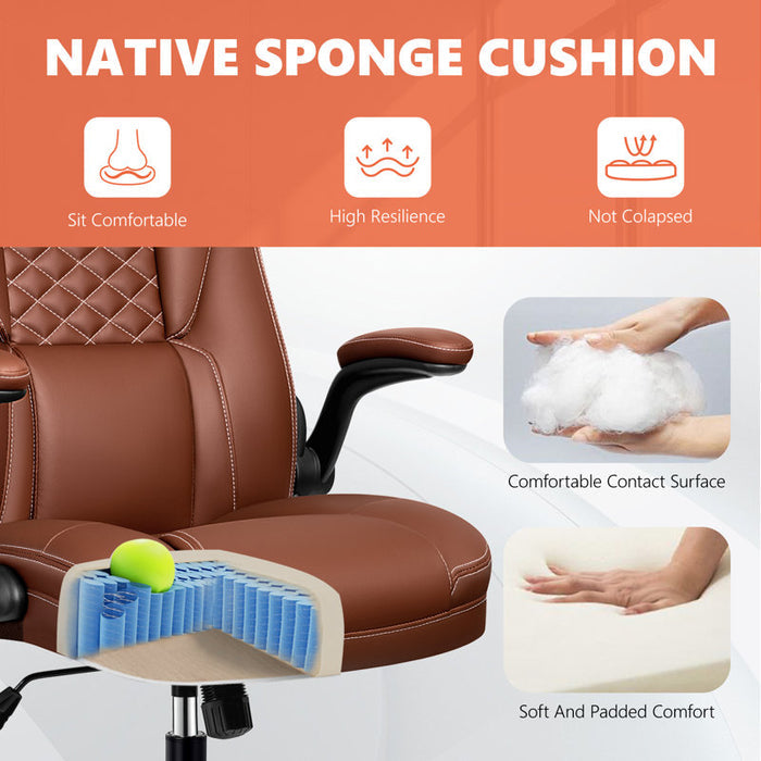 Fauteuil de direction ergonomique Loriece avec accoudoirs relevables, marron