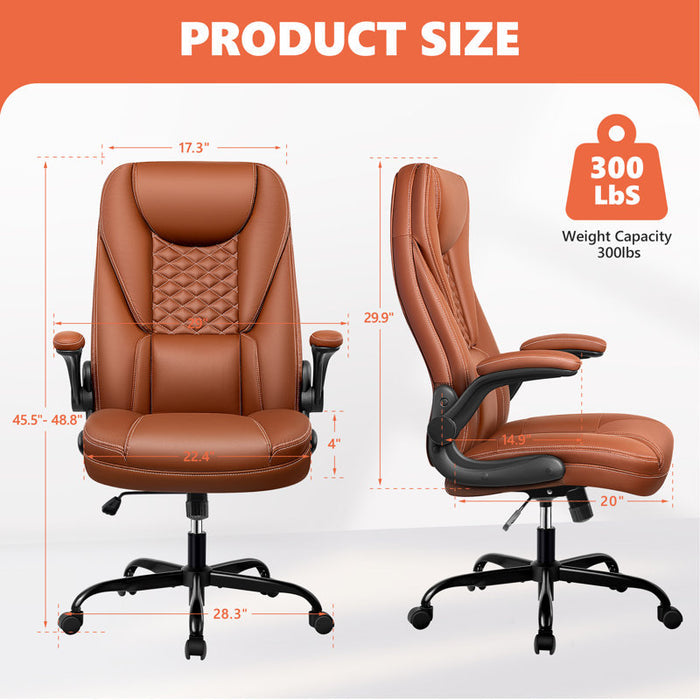 Fauteuil de direction ergonomique Loriece avec accoudoirs relevables, marron