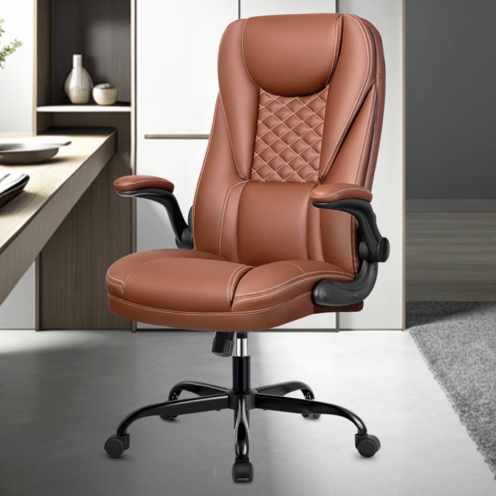 Fauteuil de direction ergonomique Loriece avec accoudoirs relevables, marron