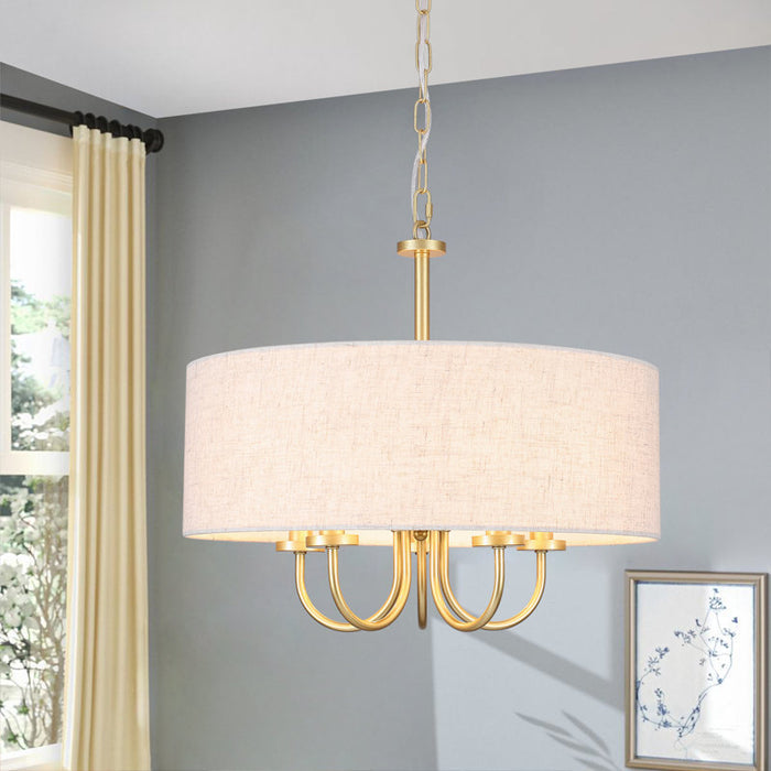 Gula 5 - Lustre tambour à intensité variable, or et beige