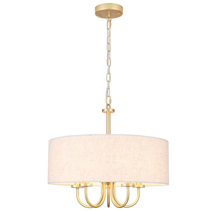 Gula 5 - Lustre tambour à intensité variable, or et beige