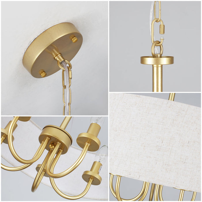 Gula 5 - Lustre tambour à intensité variable, or et beige