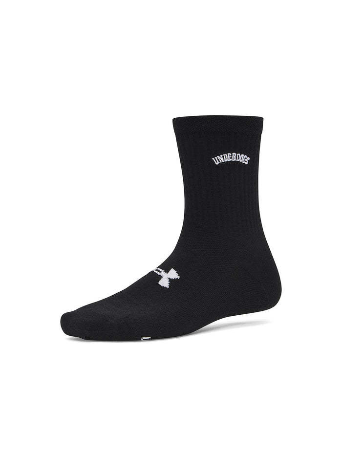 UA Essential 3-Pack Mid Crew Calcetín negro para mujer