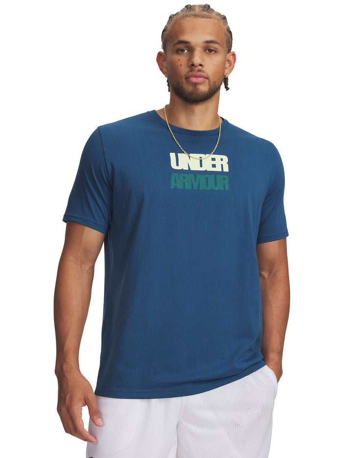 UA M Block Logo SS Polera Manga Corta azul para hombre