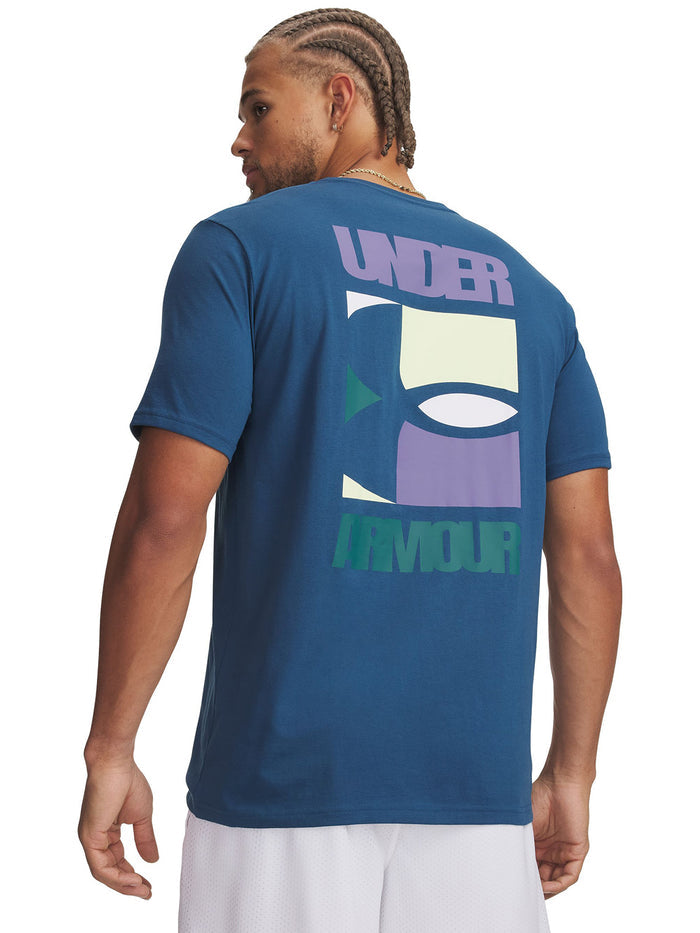 UA M Block Logo SS Polera Manga Corta azul para hombre