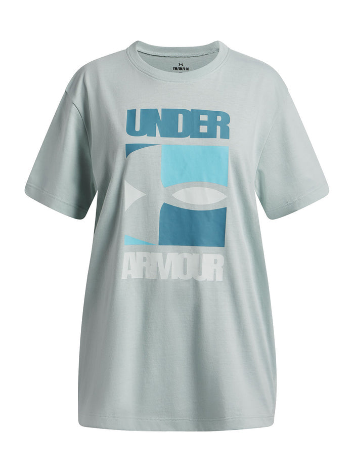 UA G Block Logo OS SS Polera Manga Corta azul para niña