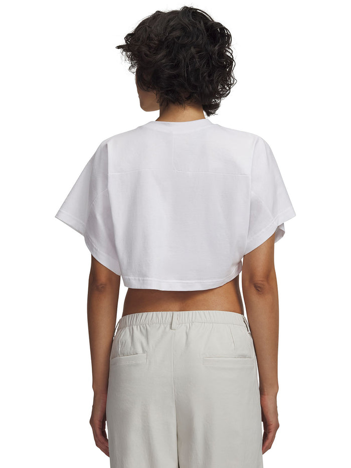 UA Cropped Script SS Polera Manga Corta blanco para mujer