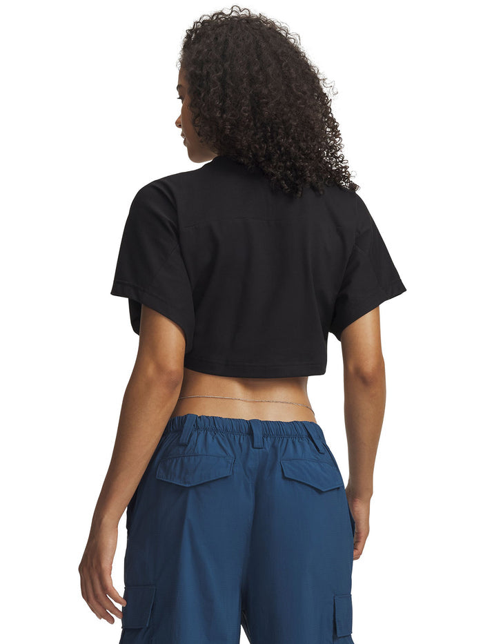 UA Cropped Script SS Polera Manga Corta negro para mujer