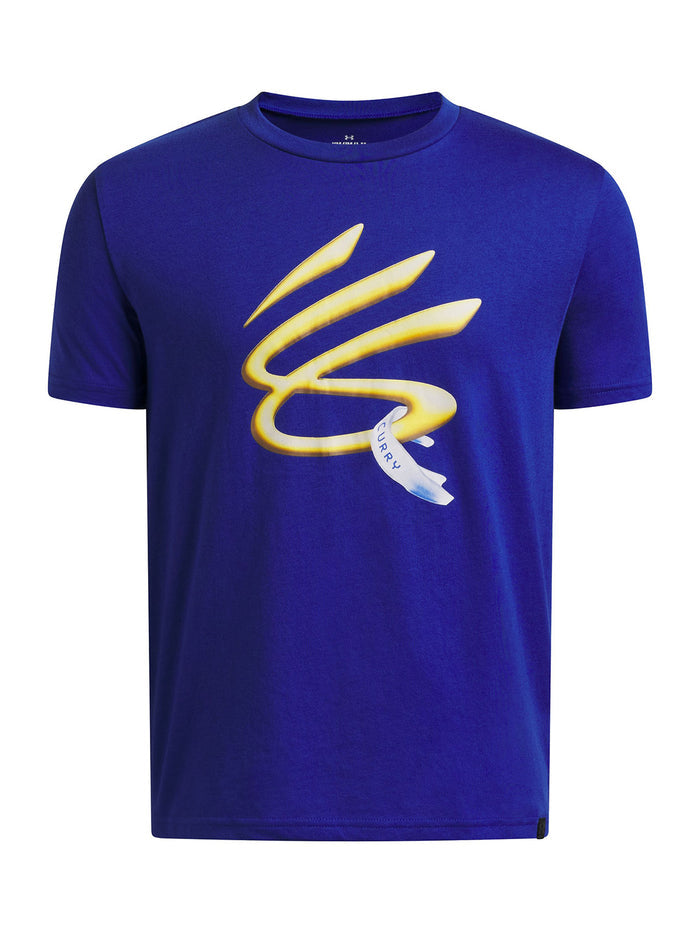 UA Curry Yth Logo MG Polera Manga Corta azul para niño