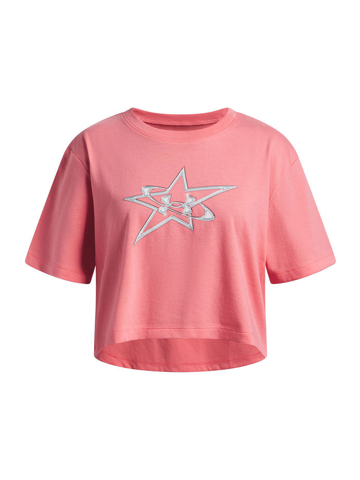 UA G Logo Star SS Polera Manga Corta rosado para niña