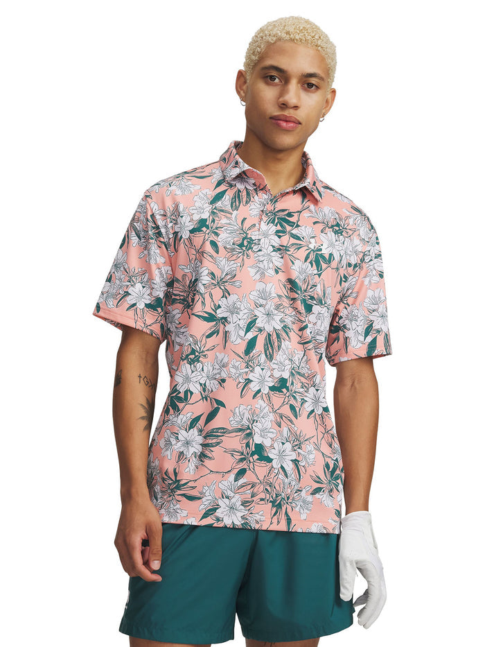 UA Matchplay Printed Polo Polera Manga Corta rosado para hombre