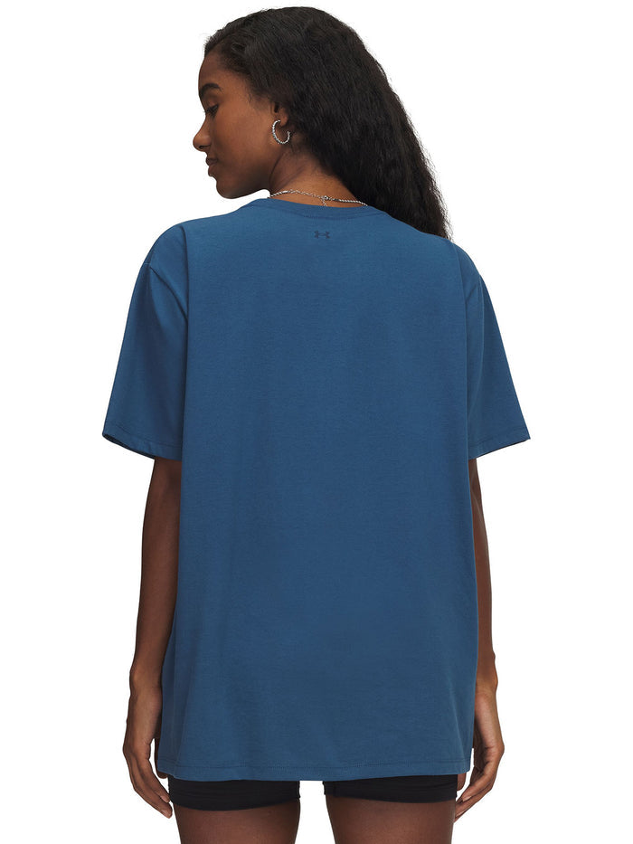 UA W Oversized Script SS Polera Manga Corta azul para mujer