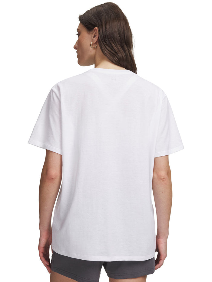 UA W Oversized Script SS Polera Manga Corta blanca para mujer