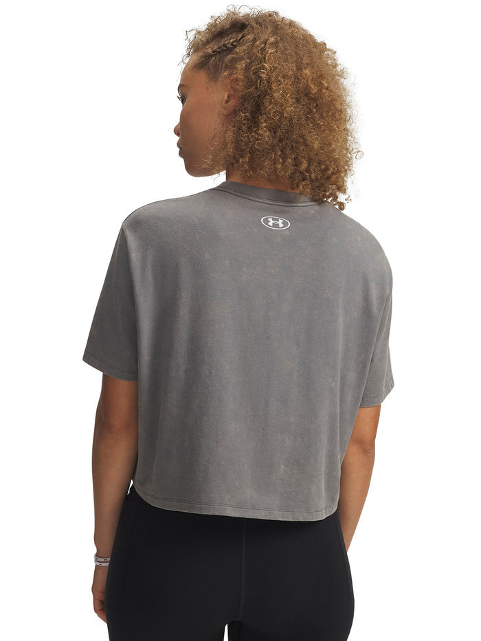 UA Rival Boxy Wash Polera Manga Corta verde para mujer