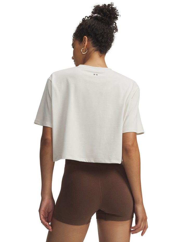 UA UA Script Heart Crop SS Polera Sin Mangas blanco para mujer