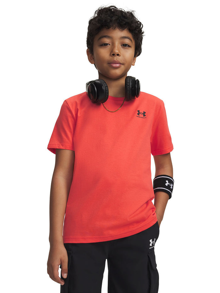 UA Sportstyle Left Chest Polera Manga Corta roja para niño