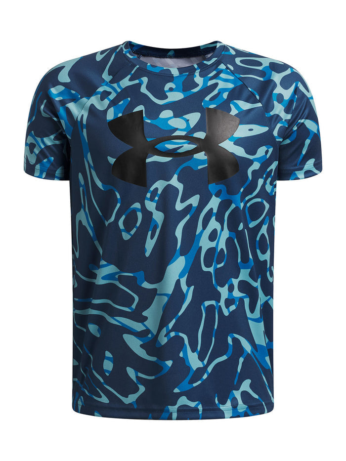 UA Tech Big Logo SS Polera Manga Corta azul para niño