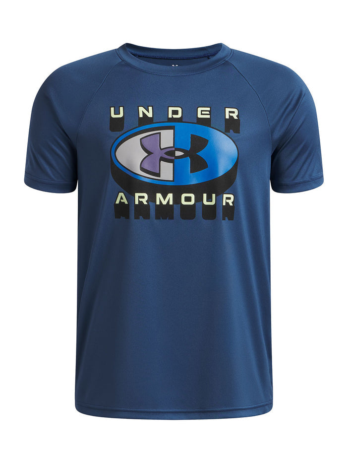 UA B Tech Graphic SS Polera Manga Corta azul para niño