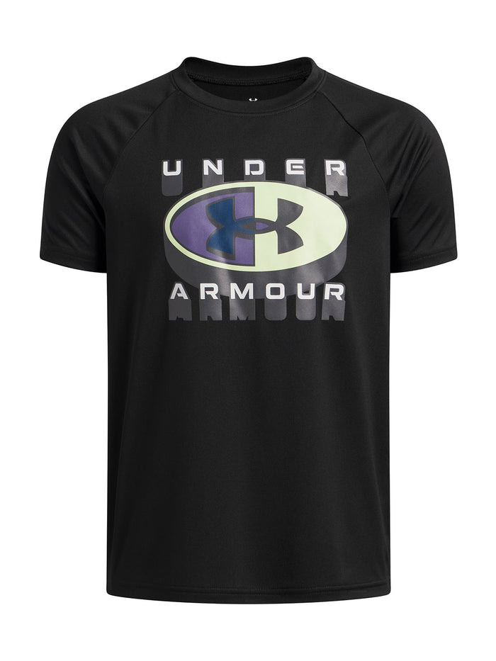 UA B Tech Graphic SS Polera Manga negro para niño