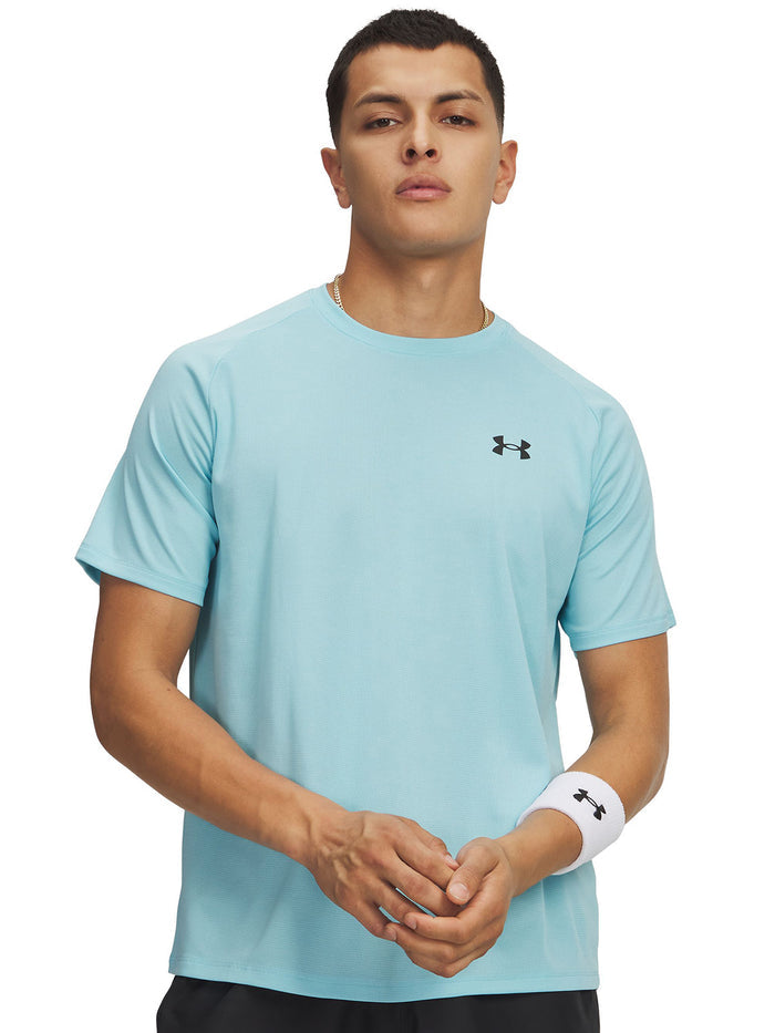 UA Tech Textured Polera Manga Corta azul para hombre