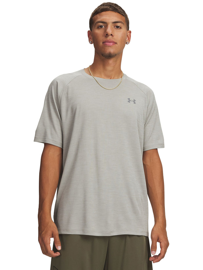 UA Tech Textured Polera Manga Corta gris para hombre