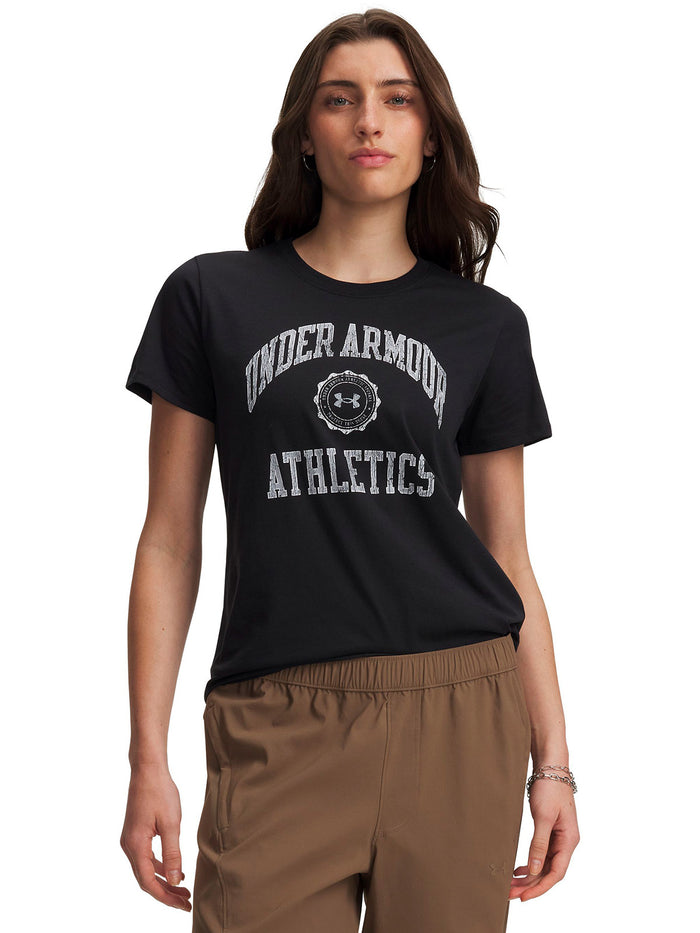 Polera manga corta UA Athletics Arch negra para mujer