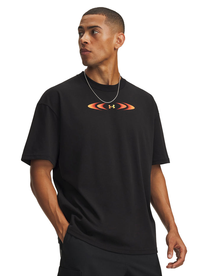 Polera manga corta UA Heavyweight Echo Jet negra para hombre