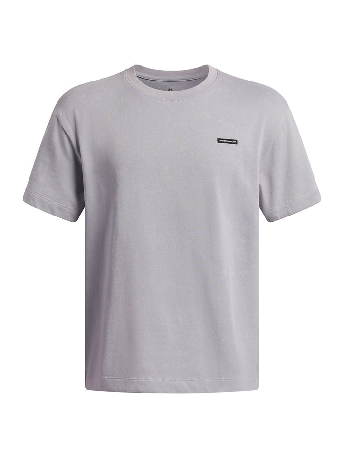 Polera manga corta UA Heavyweight Wash gris para niño