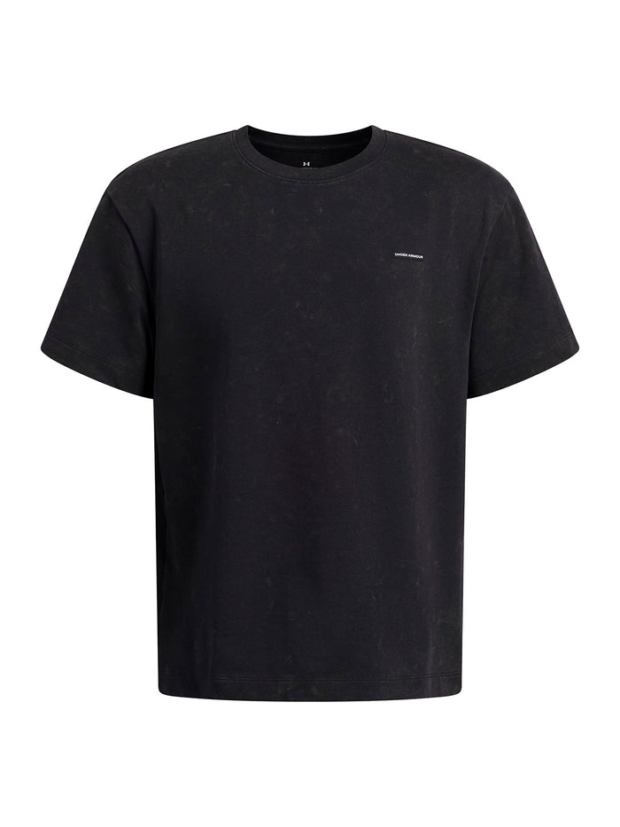 Polera manga corta UA Heavyweight Wash negro para niño