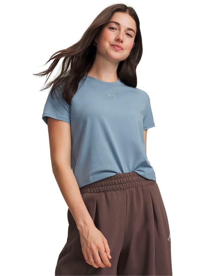 Polera manga corta UA Rival Core azul para mujer