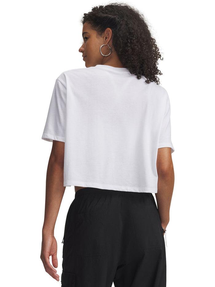 UA W Wordmark Crop SS Polera Sin Mangas blanco para mujer