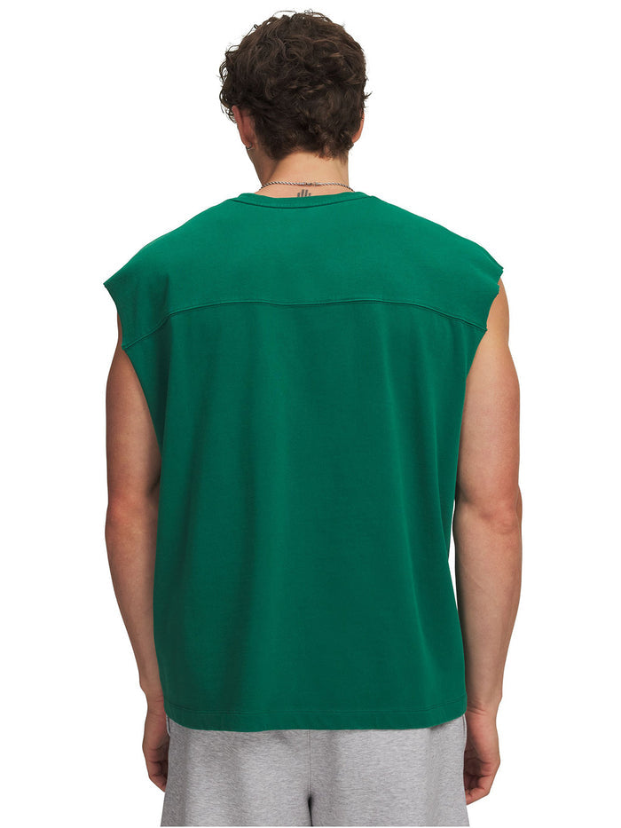 Polera sin manga UA Icon Heavyweight Cotton verde para hombre